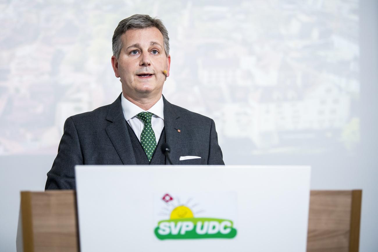 Marco Chiesa, président de l'UDC Suisse. [KEYSTONE - Jean-Christophe Bott]