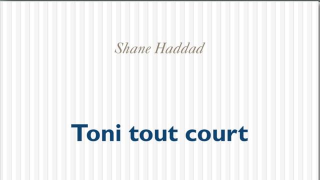 La pochette du livre de Shane Haddad, "Toni tout court". [Ed. P.O.L.]