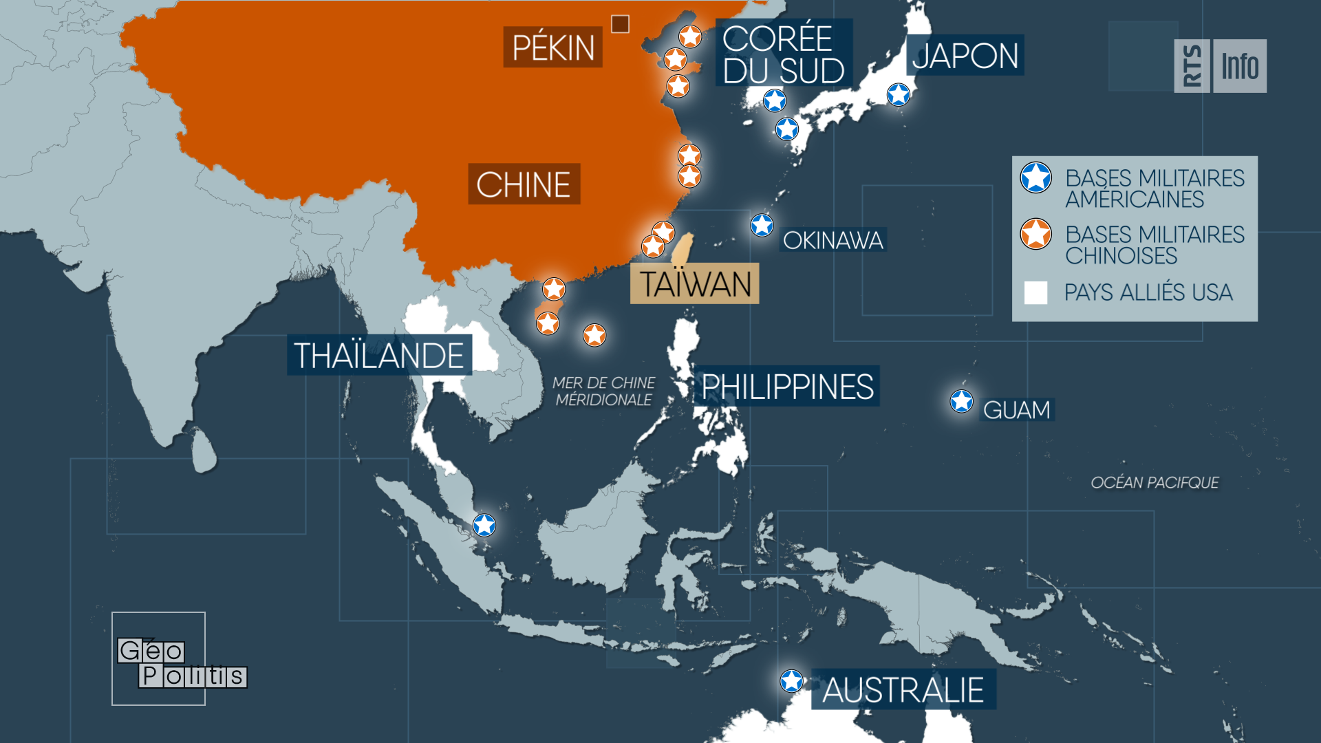 Face à face militaire entre Pékin et Washington dans le Pacifique. [RTS - Géopolitis]