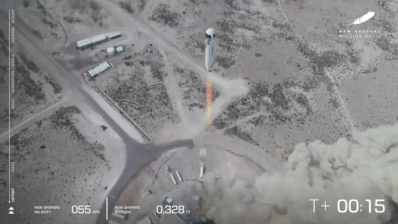 Un test de la fusée Blue Origin réalisé en avril 2021. [Blue Origin via AP et Keystone]