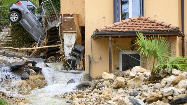 La facture après les inondations de Cressier (NE) s'élève à 3 millions et demi. [Keystone - Laurent Gillieron]