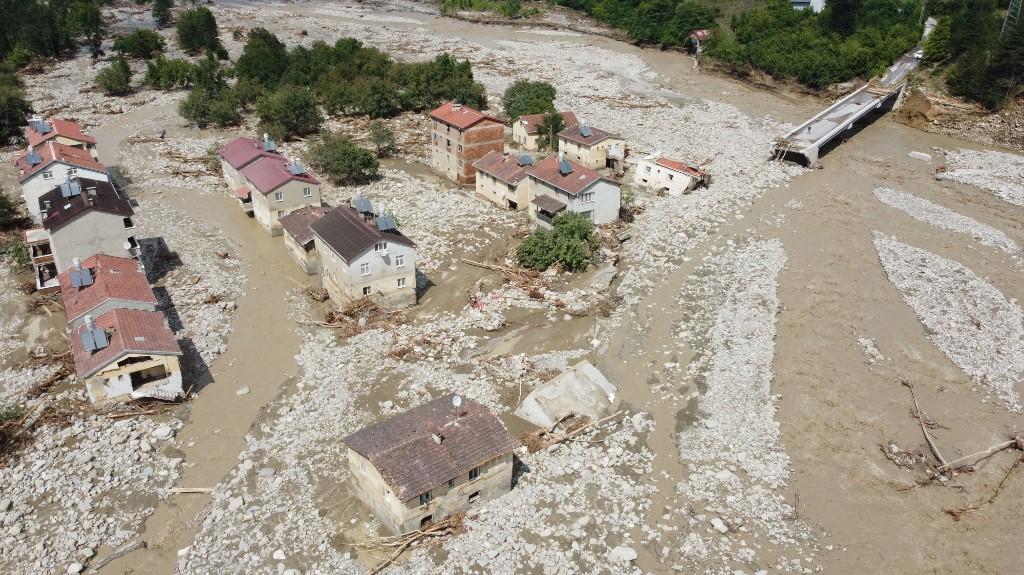 Le village sinistré de Babaçay, dans la province de Sinop. Turquie, le 14 août 2021. [AFP - Ilyas Gun/Anadolu Agency]