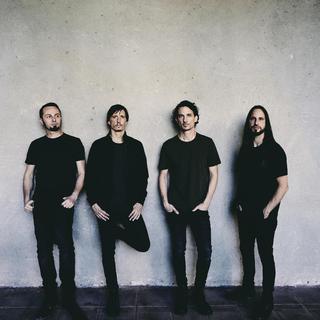 Le groupe français Gojira: Jean-Michel Labadie (basse), les frères Mario Duplantier (batterie) et Joe Duplantier (chant, guitare) et Christian Andreu (guitare). [Roadrunner Records - Jimmy Fontaine]