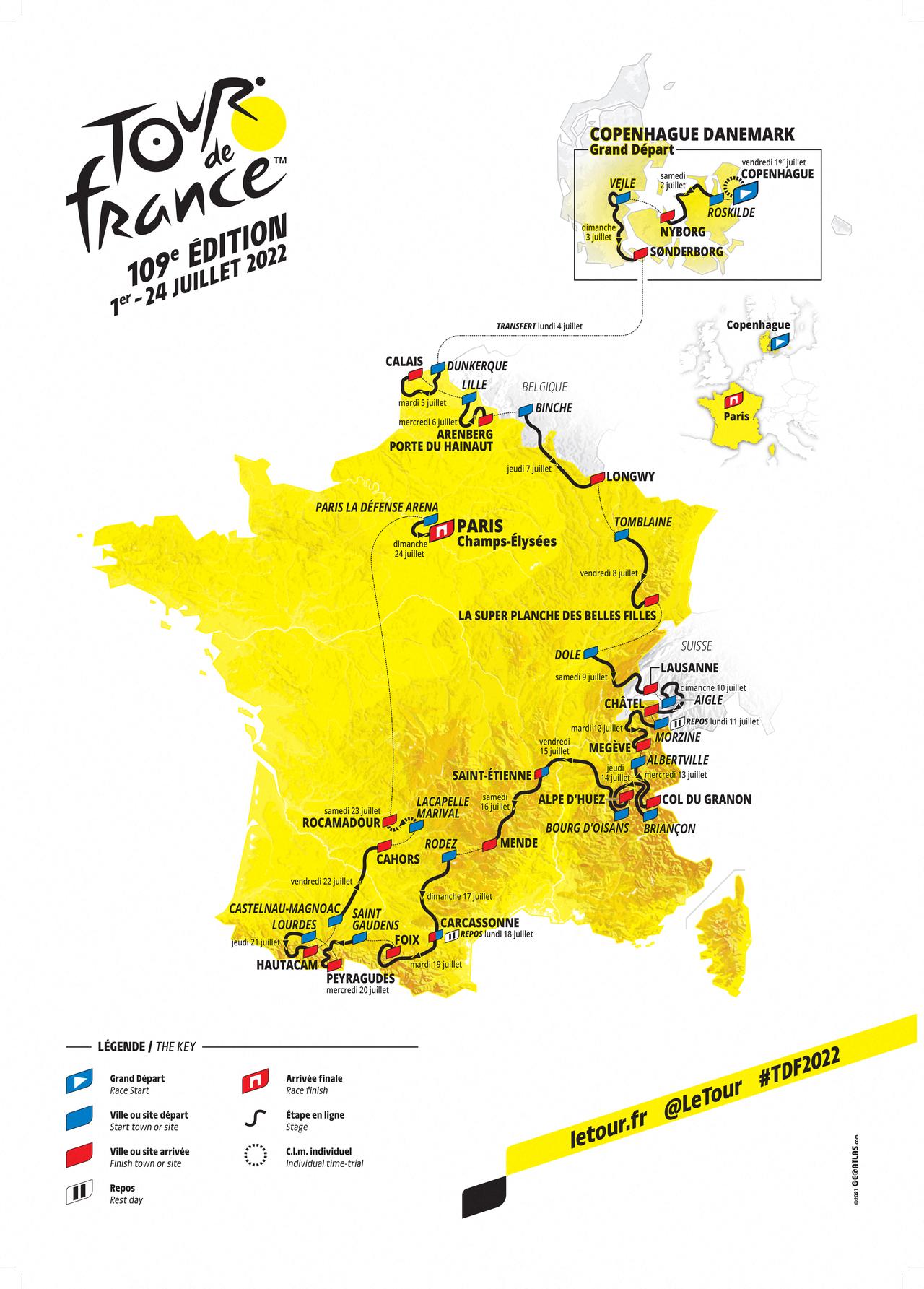 Le  Tour fera halte en Suisse. [AFP - HANDOUT]