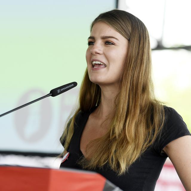 Ronja Jansen, présidente de la jeunesse socialiste. [Keystone - Walter Bieri]