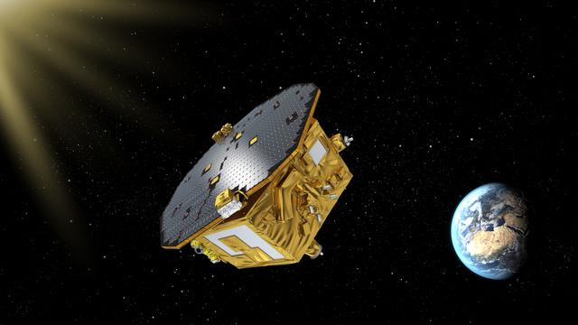 Vue d'artiste d'un module spatial de la mission Lisa [ESA / AFP]