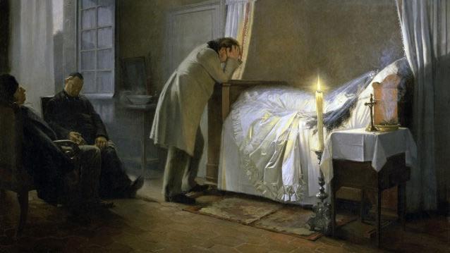 "La mort de Madame Bovary", peinture de Albert Fourié, 1883. Paru en 1857, le roman de Flaubert décrit la condition de son héroïne, Emma Bovary, qui cherche à fuir l'ennui et la médiocrité de la vie provinciale. Dès sa parution, le roman est attaqué pour son "immoralité" et son  "obscénité". [Wikimédia - Lisa Lc]