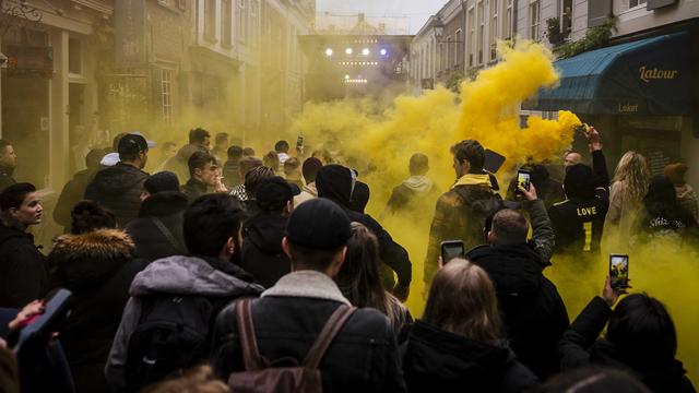 Manifestation contre les mesures anti-Covid à Breda, aux Pays-Bas. [Keystone - EPA/Rob Engelaar]