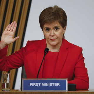 Nicola Sturgeon devant la commission parlementaire écossaise, 03.03.2021. [EPA/Keystone - Andrew Cowan]