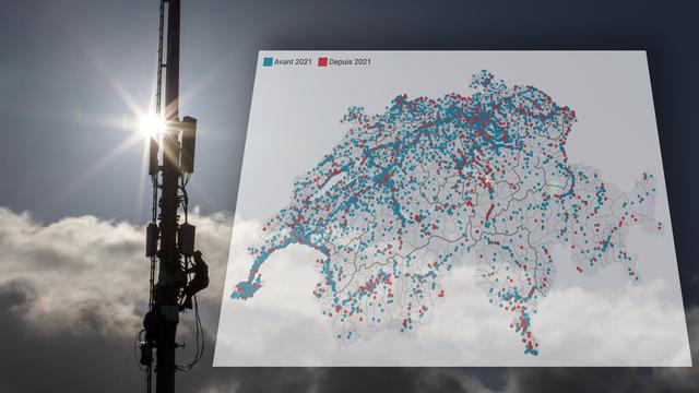 La carte de la 5G en Suisse. [Keystone - RTSinfo]