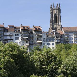 La cathédrale Saint-Nicolas et la vieille ville de Fribourg. [Keystone - Thomas Delley]
