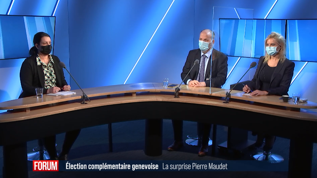 Débat entre Bertrand Reich, président du PLR Genève, Delphine Klopfenstein Broggini, présidente des Verts genevois, et Céline Amaudruz, présidente de l'UDC genevoise. [RTS]