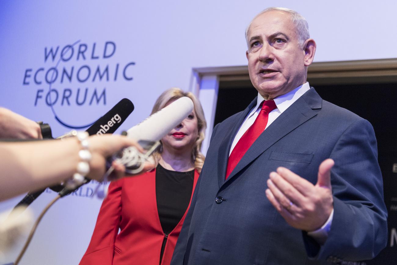 Benjamin Netanyahu lors du sommet de Davos, le 25 janvier 2018. [Keystone - Laurent Gillieron]