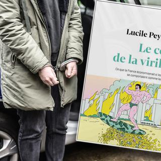 Couverture du livre "Le coût de la virilité, ce que la France économiserait si les hommes se comportaient comme les femmes", de Lucile Peytavin [RTS - AFP et Capture d'écran]