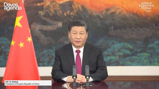 Le président chinois Xi Jinping a défendu le multilatéralisme lundi 25 janvier 2021 devant le Forum économique mondial (WEF). [Keystone - EPA/PASCAL BITZ / WEF]