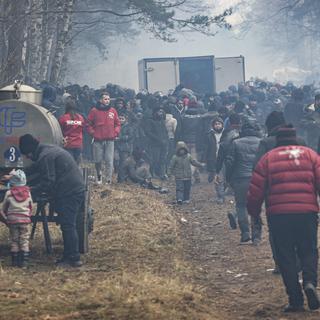 Les migrants sont bloqués à la frontière entre la Biélorussie et la Pologne. [EPA/Keystone - STR]