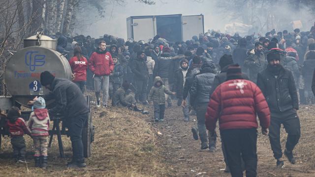 Les migrants sont bloqués à la frontière entre la Biélorussie et la Pologne. [EPA/Keystone - STR]