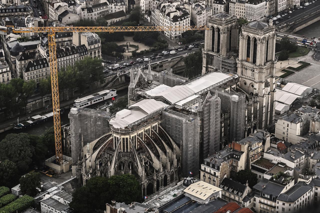 Vue aérienne du chantier de restauration de Notre-Dame de Paris. [AFP - BERTRAND GUAY]