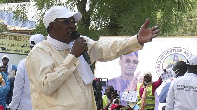 Idriss Déby durant la campagne présidentielle. [Keystone - EPA/Joel Kouam]