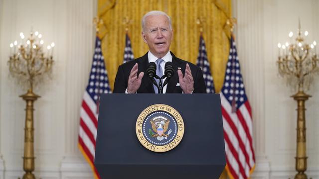 Le président américain Joe Biden s'exprime à propos de l'Afghanistan depuis la Maison Blanche. Washington DC. [Keystone/AP photo - Evan Vucci]