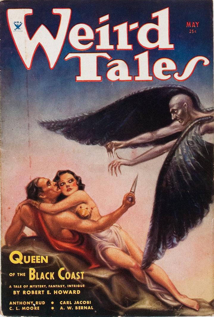 Couverture de "Weird Tales" dépeignant Conan et Bêlit, mai 1934. [CC-BY-SA]