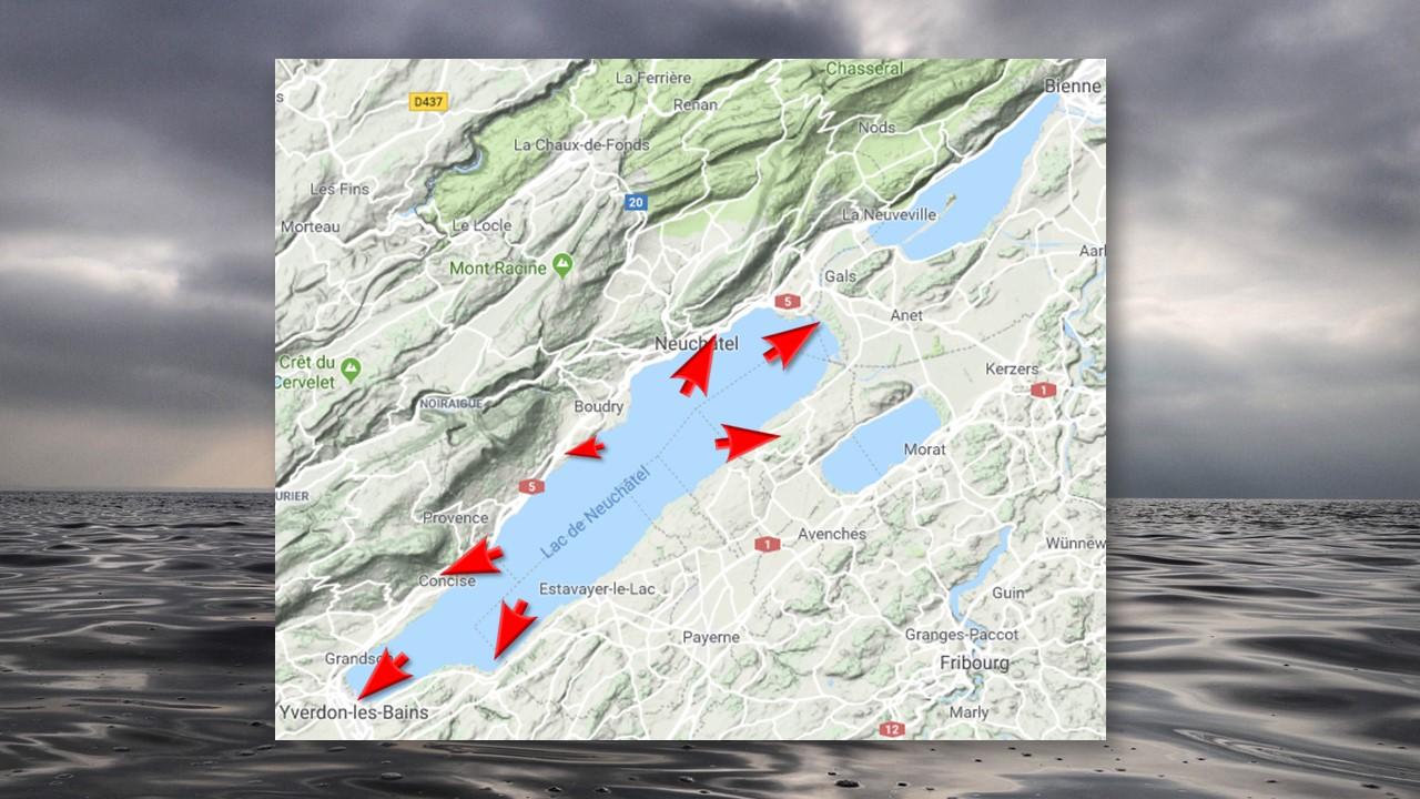 Brises thermiques diurnes en situation de hautes pressions sur le lac de Neuchâtel [rts.ch - Astrid Parchet]