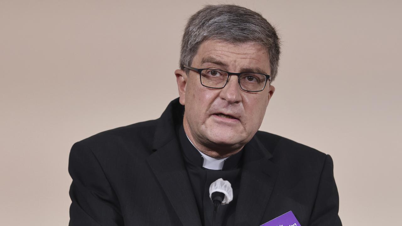 Mgr Eric de Moulins-Beaufort, président de la Conférence des évêques français et archevêque de Reims. Paris, le 5 octobre 2021. [Keystone - Thomas Coex, Pool via AP]