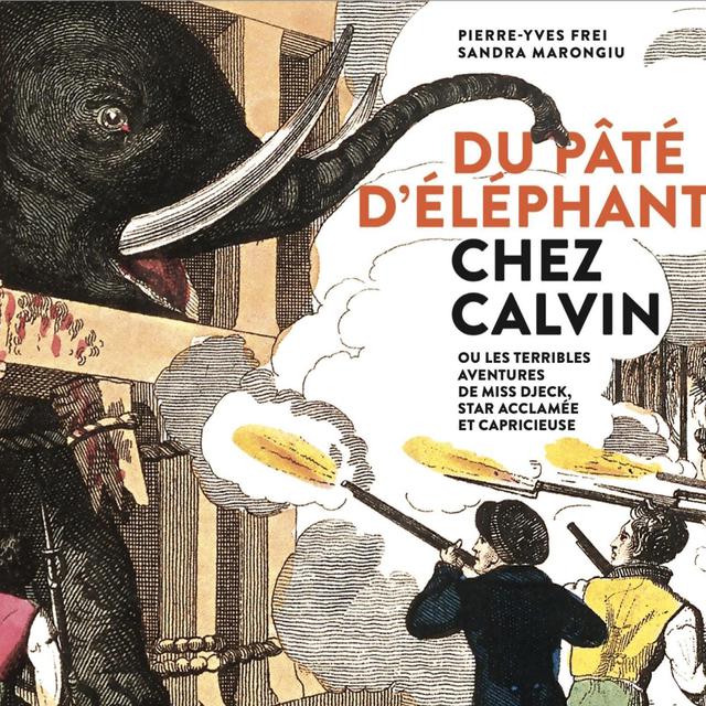 La couverture du livre "Du pâté d'éléphant chez Calvin - ou les terribles aventures de Miss Djeck, star acclamée et capricieuse" [Éd. Savoir Suisse]