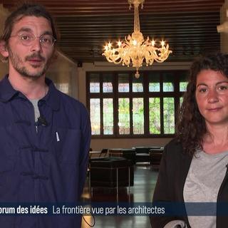 Mounir Ayoub et Vanessa Lacaille, du laboratoire d'architecture de Genève. [RTS]