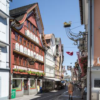 Une vue de la rue principale d'Appenzell. [Keystone - Christian Beutler]