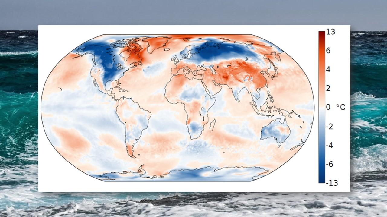 Anomalies de températures à la surface du globe en degrés Celsius pendant le mois de février 2021 (norme: 1991-2020) [Copernicus Climate Change Service]