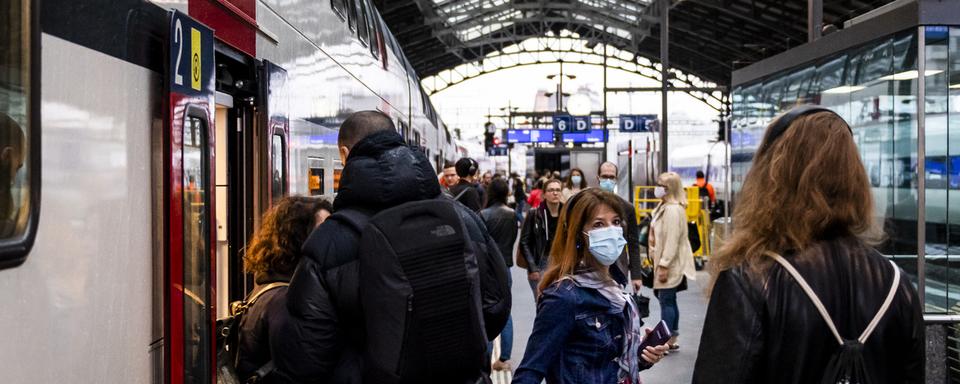 La gare de Lausanne, le 11 mai 2020. [Keystone - Jean-Christophe Bott]