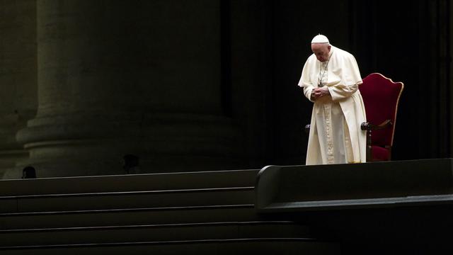 Le pape François lors de la cérémonie du Chemin de Croix, vendredi 2 avril 2021. [Pool/EPA/Keystone - Angelo Carconi]