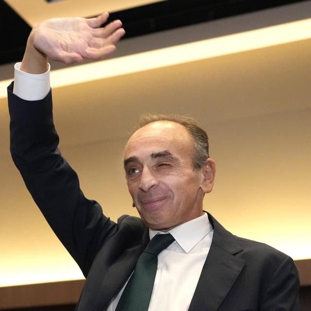 La visite d'Eric Zemmour à Genève s'est déroulée sous haute tension. [Keystone/AP - Kirsty Wigglesworth]