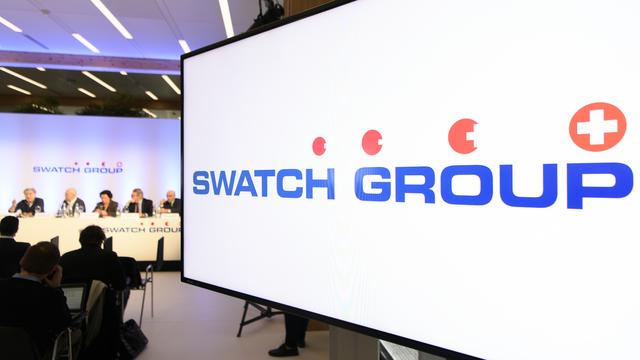 Une conférence de presse de Swatch Group en 2017. [Keystone - Anthony Anex]