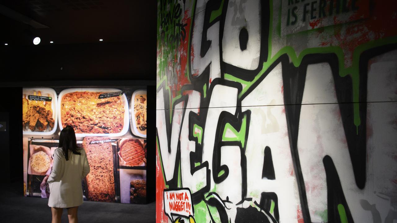 La nouvelle exposition de l'Alimentarium de Vevey, #vegan. [Keystone - Laurent Gillieron]