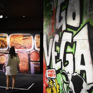La nouvelle exposition de l'Alimentarium de Vevey, #vegan. [Keystone - Laurent Gillieron]