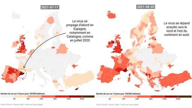 La 4e vague de Covid-19 en Europe sur notre carte animée. [RTS]