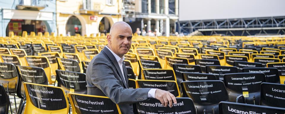 Alain Berset au Festival de Locarno le 4 août 2021. [Keystone - Urs Flueeler]