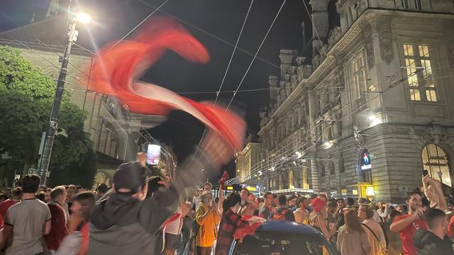 Nuit de liesse à Lausanne. [RTS - Valérie Hauert]