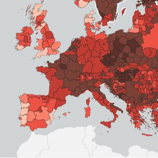 Carte du Covid-19 en Europe (incidence sur 14 jours, au 31.03.2021). [Bureau régional Europe de l'OMS - RTS]