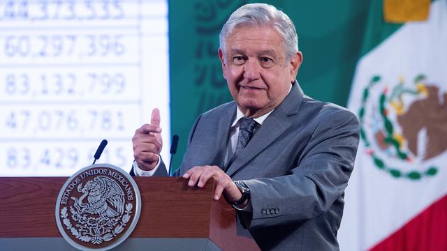 Le président mexicain Andrés Manuel López Obrador lors d'une conférence de presse au Palais National, à Mexico, le 19 janvier 2021. [Keystone/epa - Presidency of Mexico]