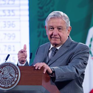 Le président mexicain Andrés Manuel López Obrador lors d'une conférence de presse au Palais National, à Mexico, le 19 janvier 2021. [Keystone/epa - Presidency of Mexico]