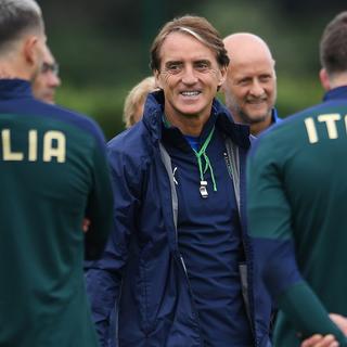 L'Italie de Roberto Mancini lors d'un entraînement avant la finale de l'Euro 2020. [EPA/Keystone - Andy Rain]