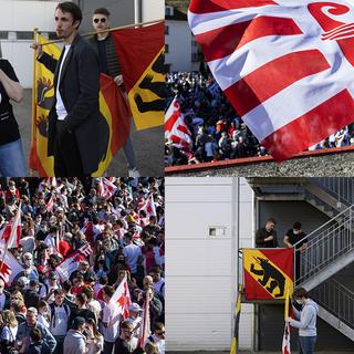 Pro-Jurassiens et pro-Bernois commencent à se réunir à Moutier. [Keystone]