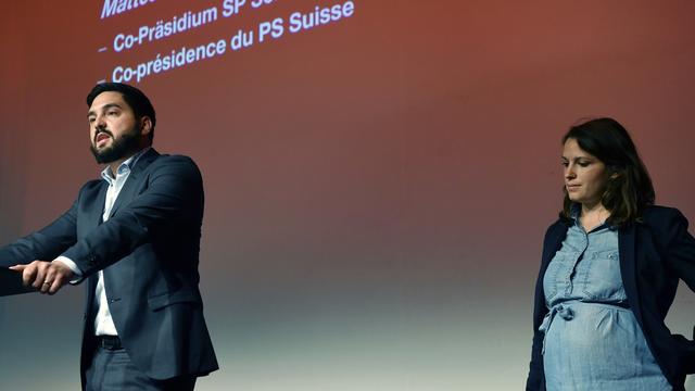 Les coprésidents du Parti socialiste suisse Mattea Meyer et Cédric Wermuth. [Keystone - Walter Bieri]