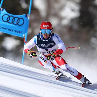 Le skieur d'Hérémence, Loïc Meillard, est bien placé pour une médaille. [EPA/Keystone - Andrea Solero]