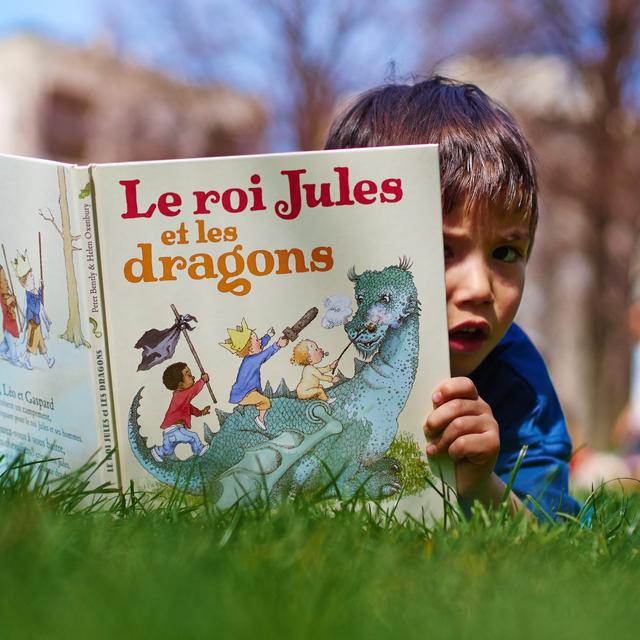 Un enfant lisant un livre dans un parc. [afp - Godong/Bsip]