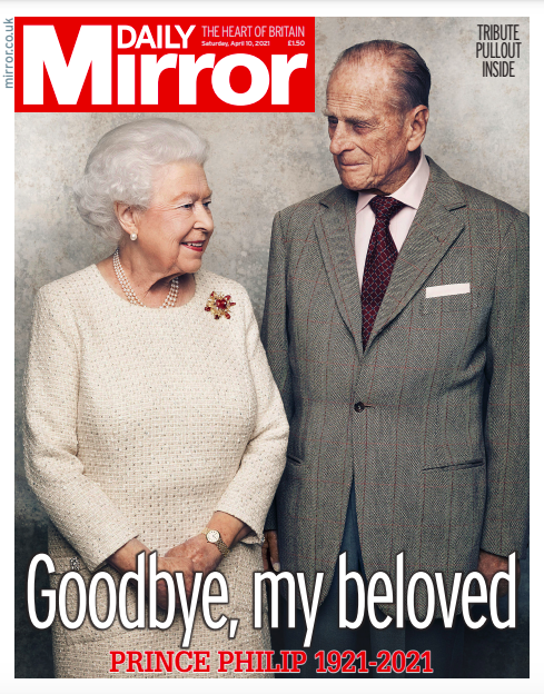 La Une du Daily Mirror après le décès du prince Philip. [DR - Daily Mirror]