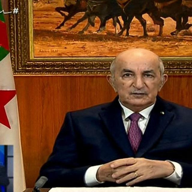 Le président algérien Abdemadjid Tebboune a annoncé, à la télévision, la dissolution du Parlement. [AFP - ALGERIE 3 TV]